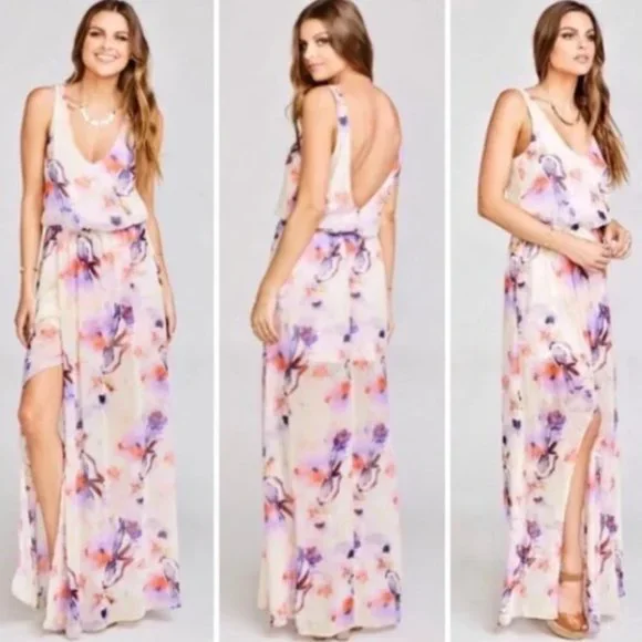 SOLD Show Me Your MuMu Kendall Maxi Dress NWT in Abers Babers Watercolor Small - Picture 2 of 11